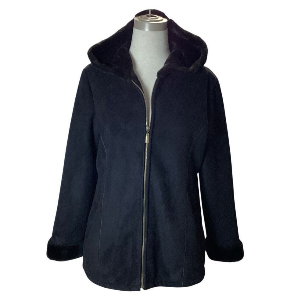 Marvin Richards Black Suede Hooded Jacket Women’s M Zip Front